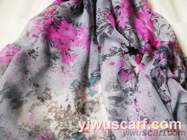 Floral linen scarf