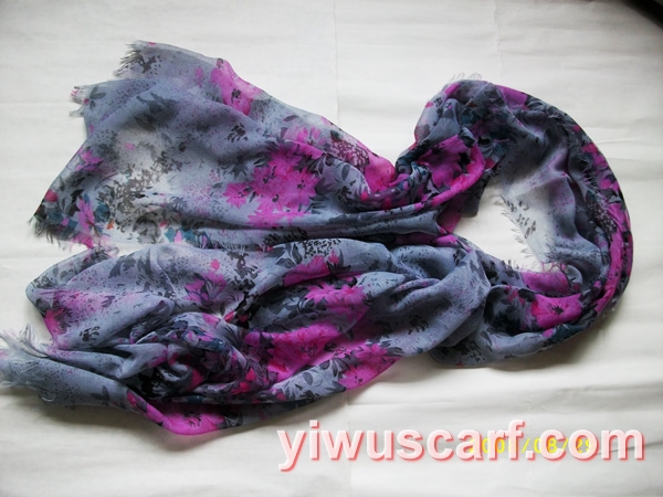 Floral linen scarf
