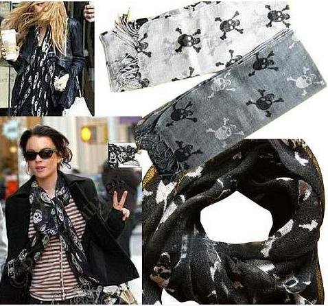 Linen Cotton Blends Skull Scarf