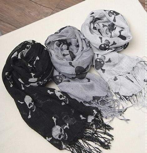 Linen Cotton Blends Skull Scarf