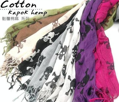 Linen Cotton Blends Skull Scarf
