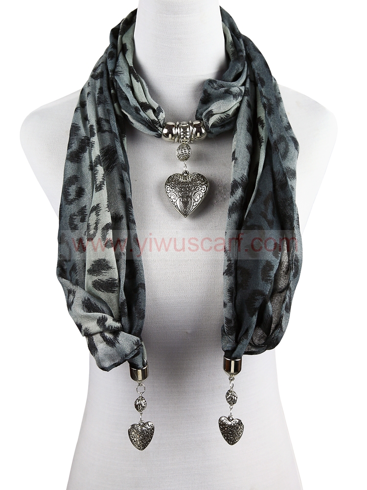 jewel beads pendant scarf necklace