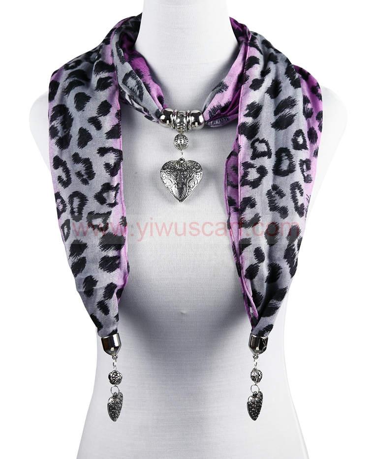 jewel beads pendant scarf necklace