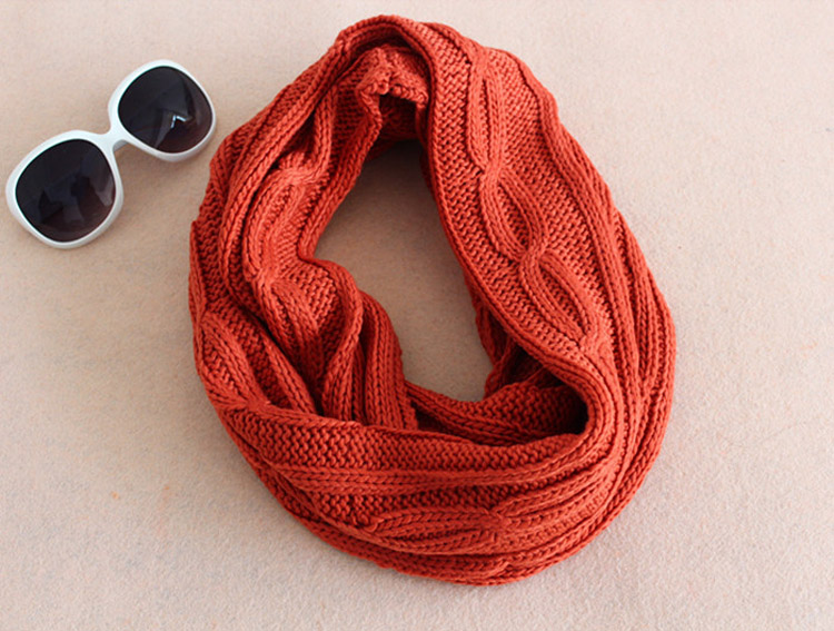 acrylic knitted hood scarf