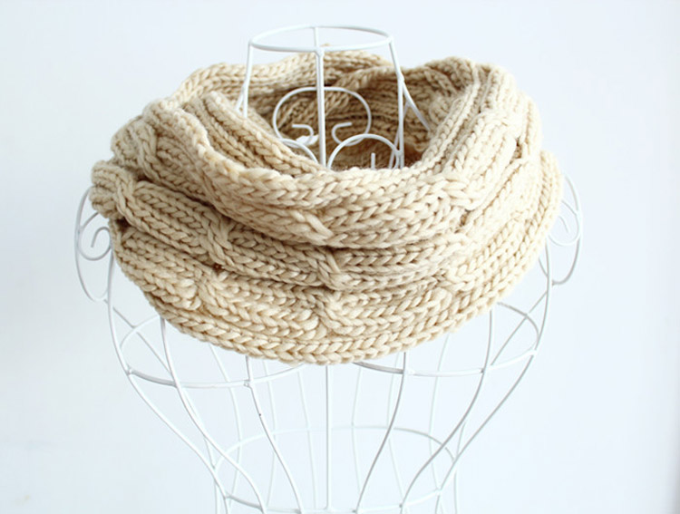 acrylic knitted hood scarf