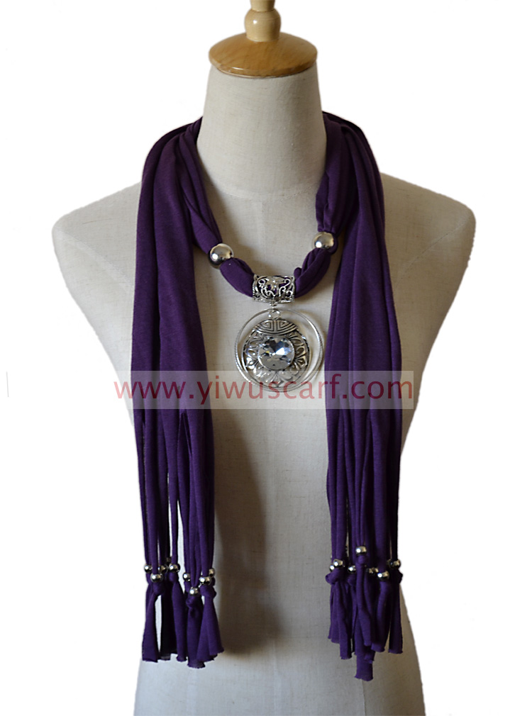 jewelry scarf with metal pendant