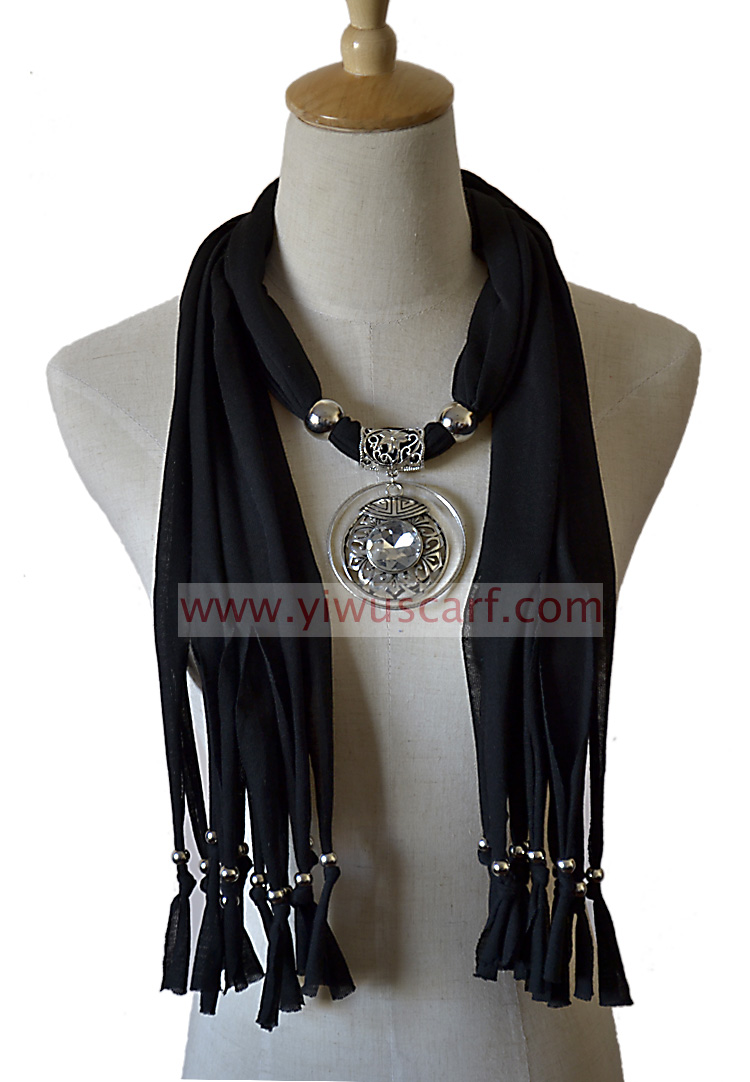 jewelry scarf with metal pendant