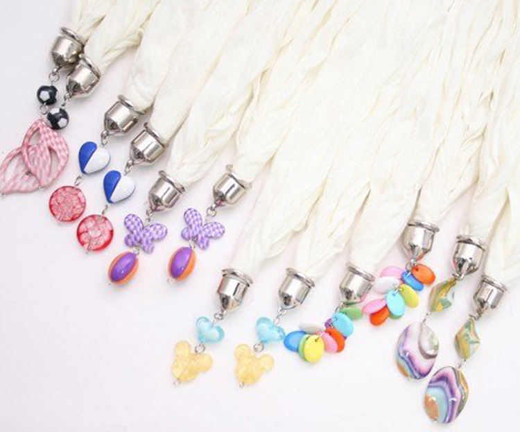 jewel beads pendant scarf necklace
