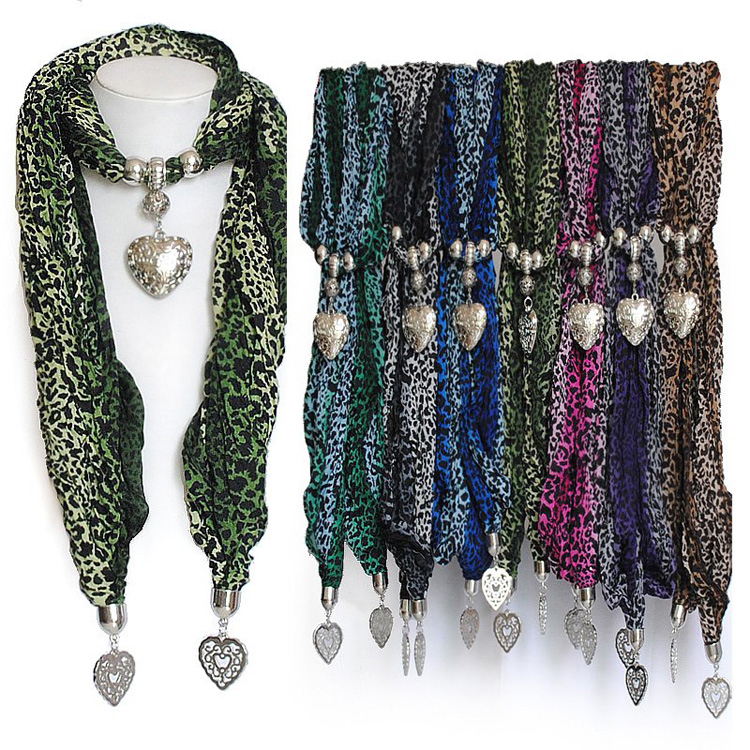 jewelry scarf with metal pendant