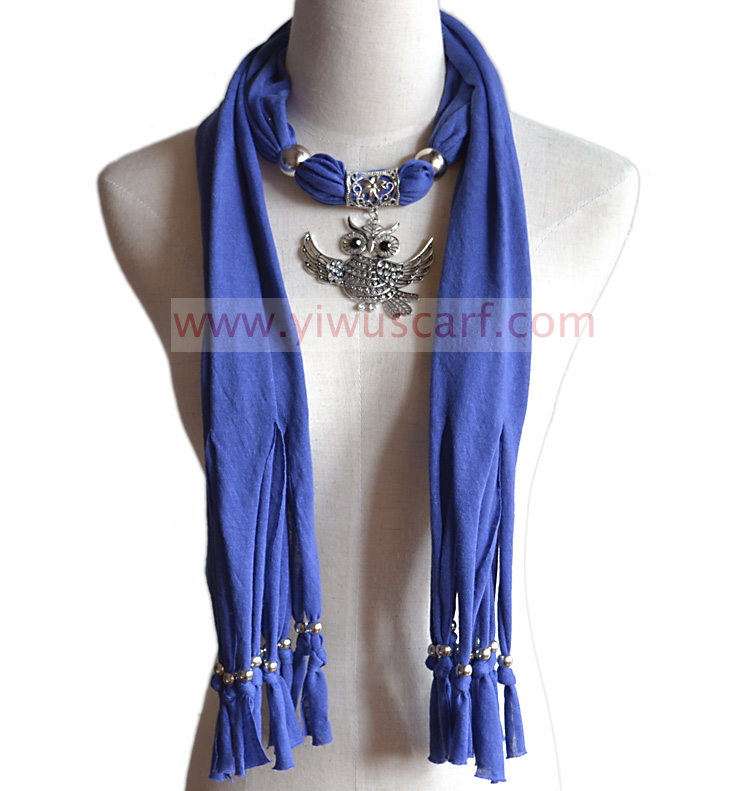 Owl rhinestone alloy pendant jewelry scarf