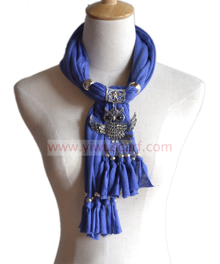 Owl rhinestone alloy pendant jewelry scarf
