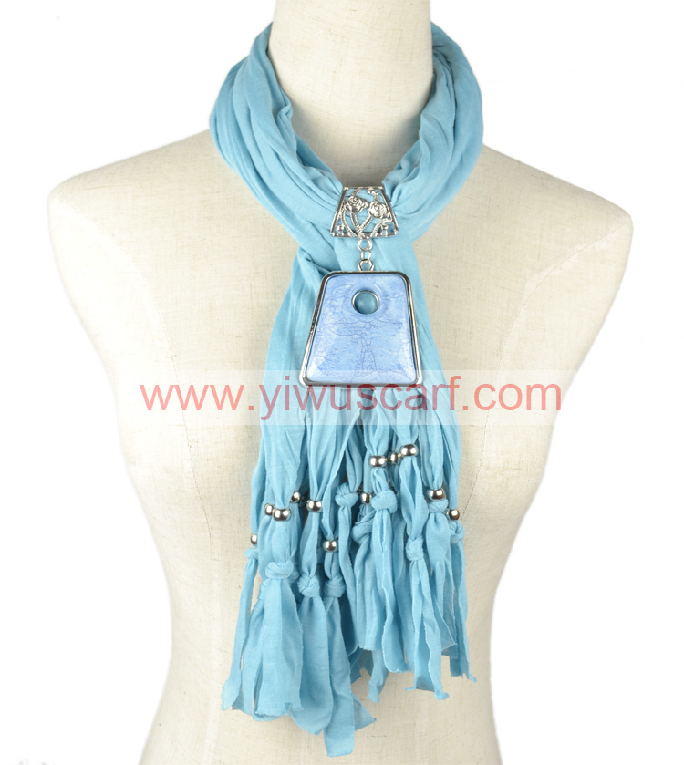 Jewelry Scarf with Pendant Charm Cotton Necklaces