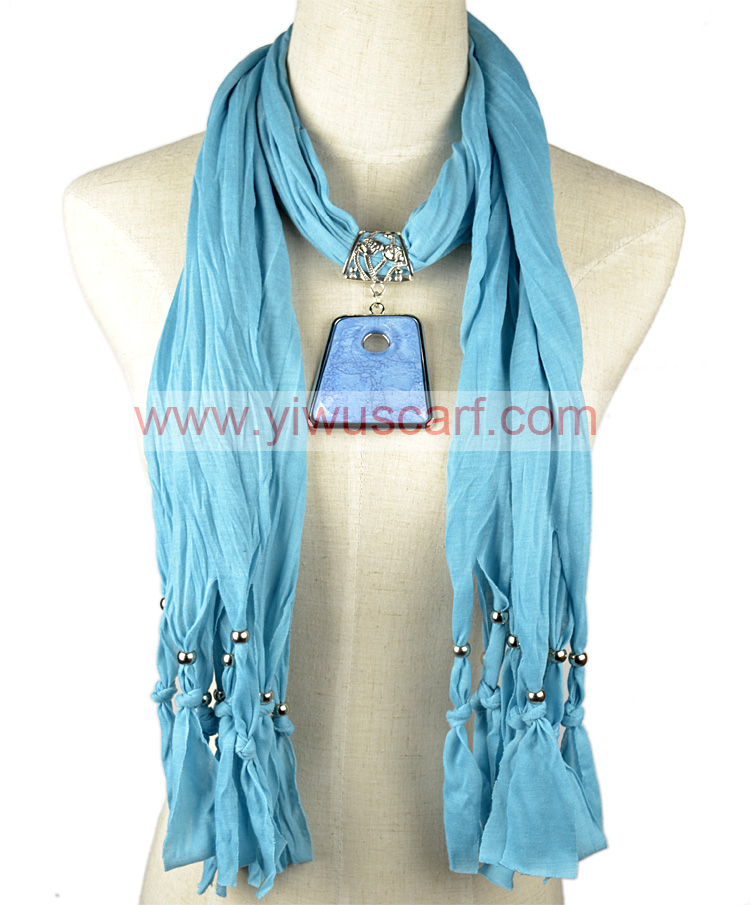 Jewelry Scarf with Pendant Charm Cotton Necklaces