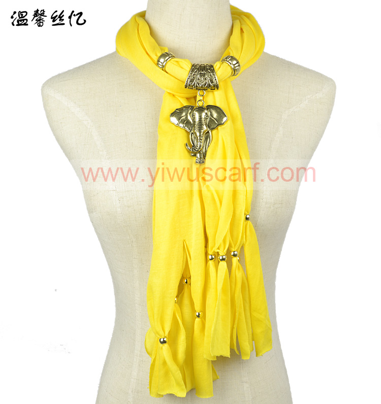 Elephant alloy pendant scarf