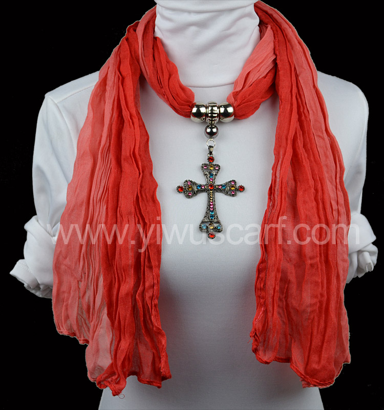 Europe Fashion Design Cross Pendant Necklace Scarf