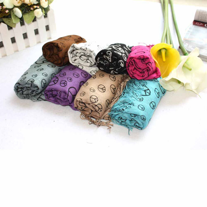 Peace symbol scarf linen scarf