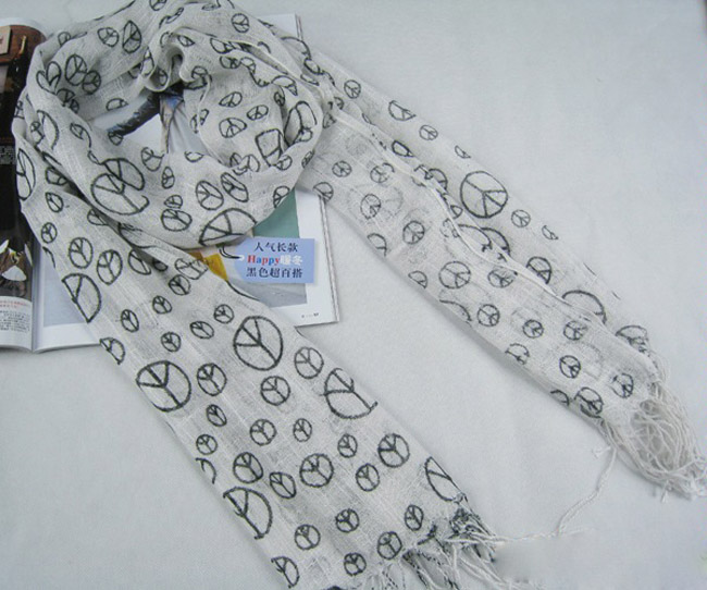 Peace symbol scarf linen scarf