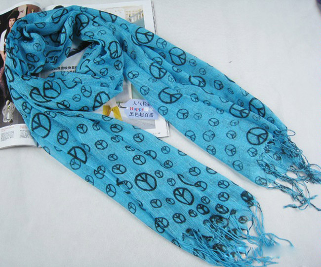Peace symbol scarf linen scarf