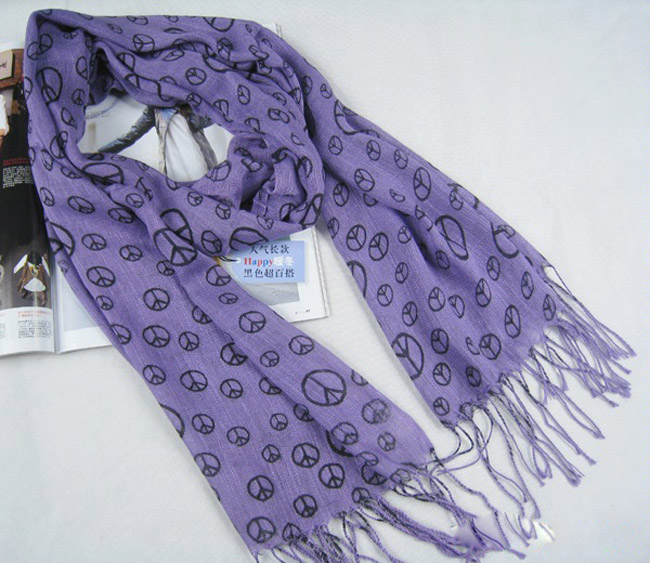 Peace symbol scarf linen scarf