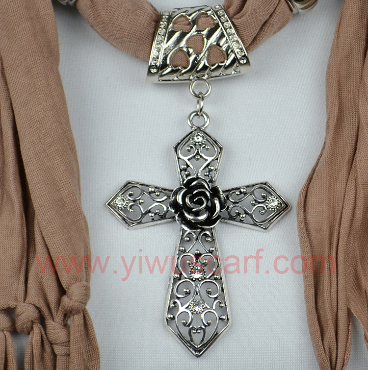 Cross flower jewelry scarf