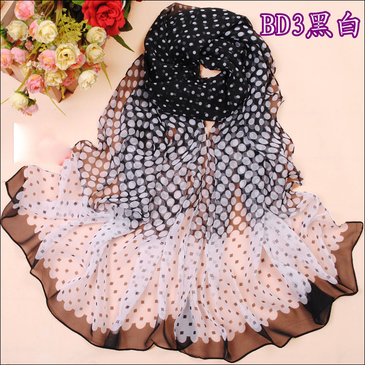 Widened to increase dot scarves, georgette scarves