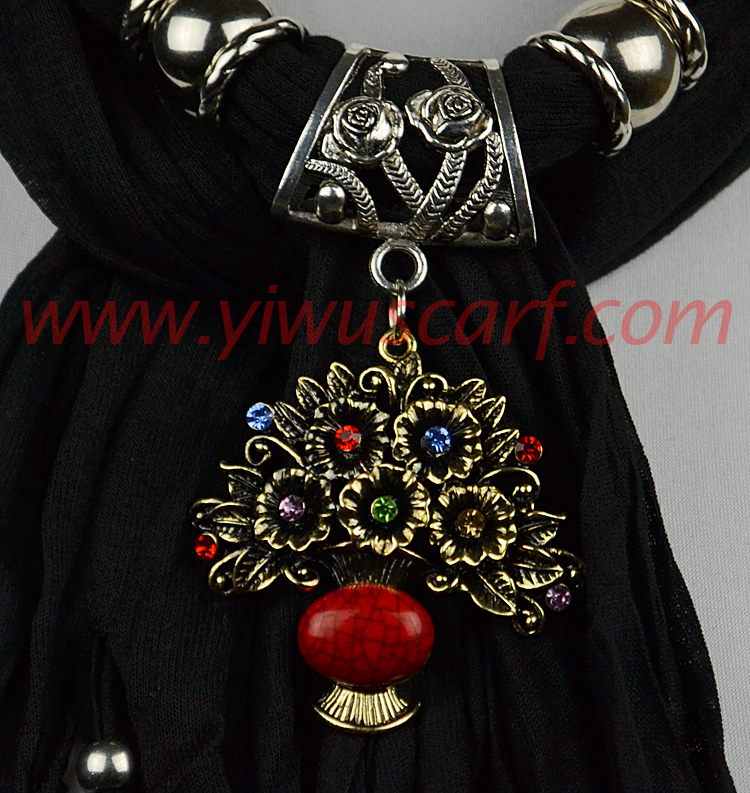 Spring pendant scarf Autumn flower baskets jewelry scarves