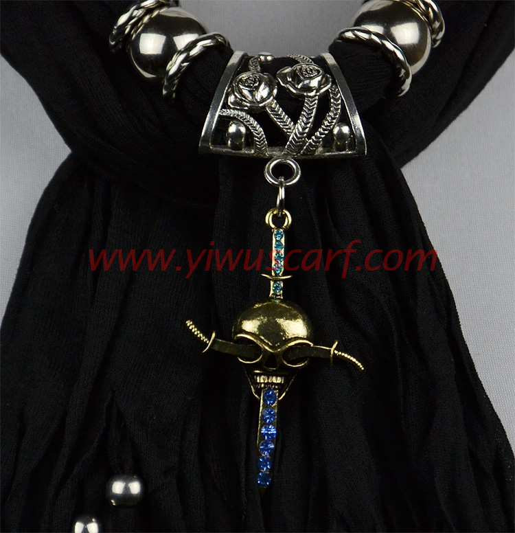 Skull alloy necklace pendant scarf