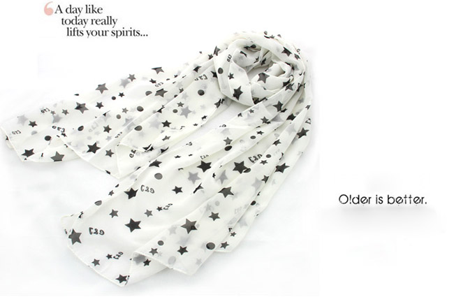 New star scarf, chiffon scarf