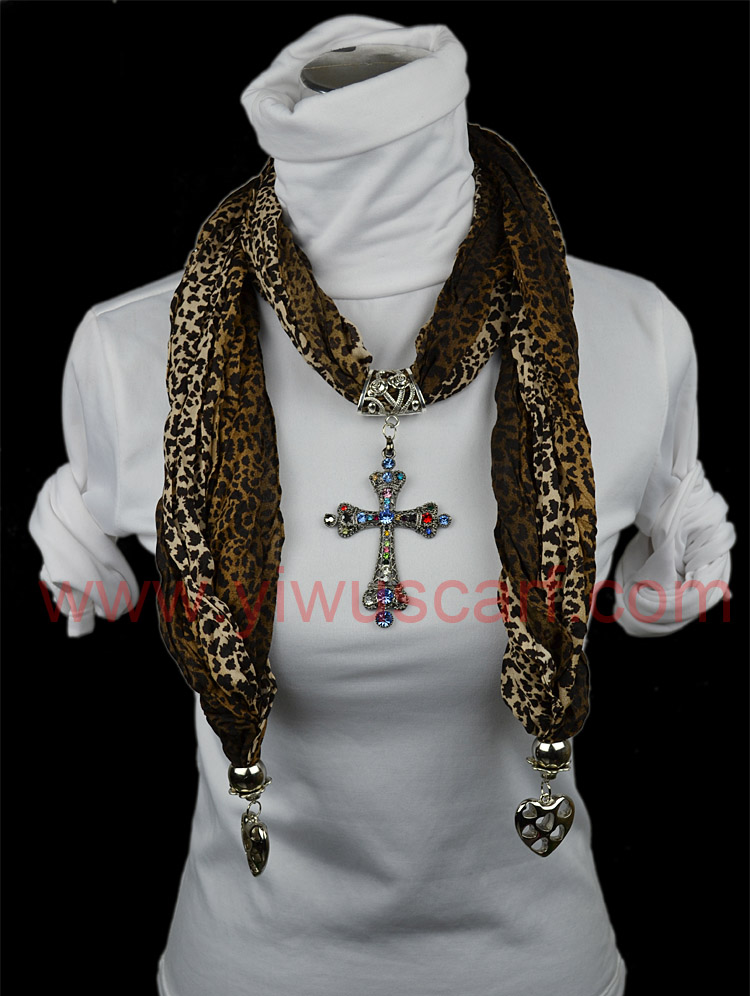 Cross Pendant Scarf Fuschia Spring Collection