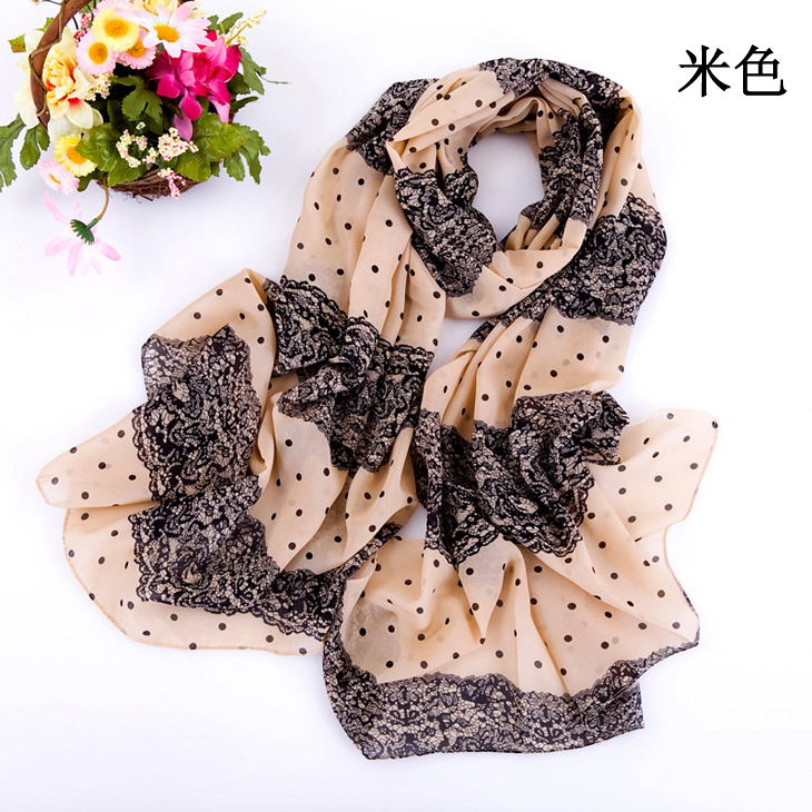 wholesale usa creen scarves lace dot silk scarf