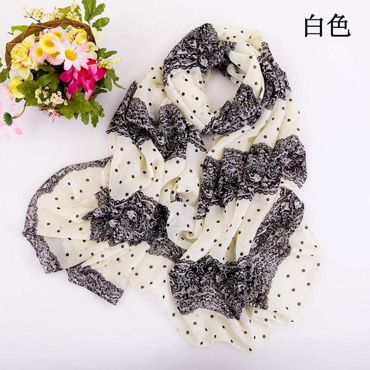 wholesale usa creen scarves lace dot silk scarf