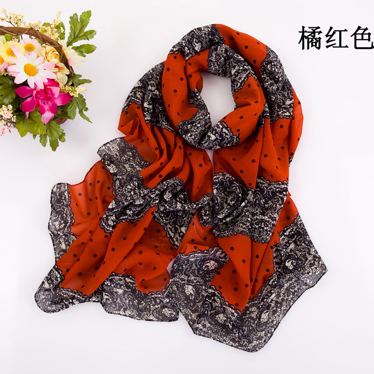 wholesale usa creen scarves lace dot silk scarf