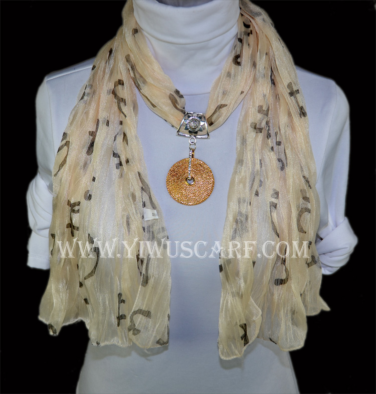 Fashion Alloy circle pendant scarves round jewelryscarf