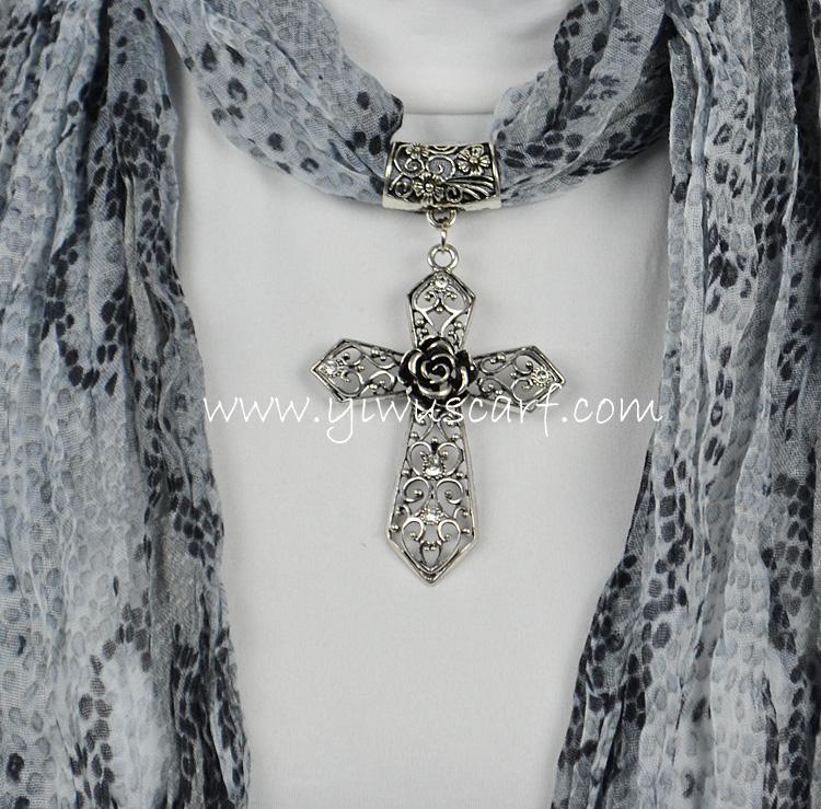 Cross pendant necklace jewelry scarf