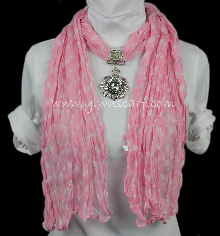 Scarf with pendant jewelry scarf