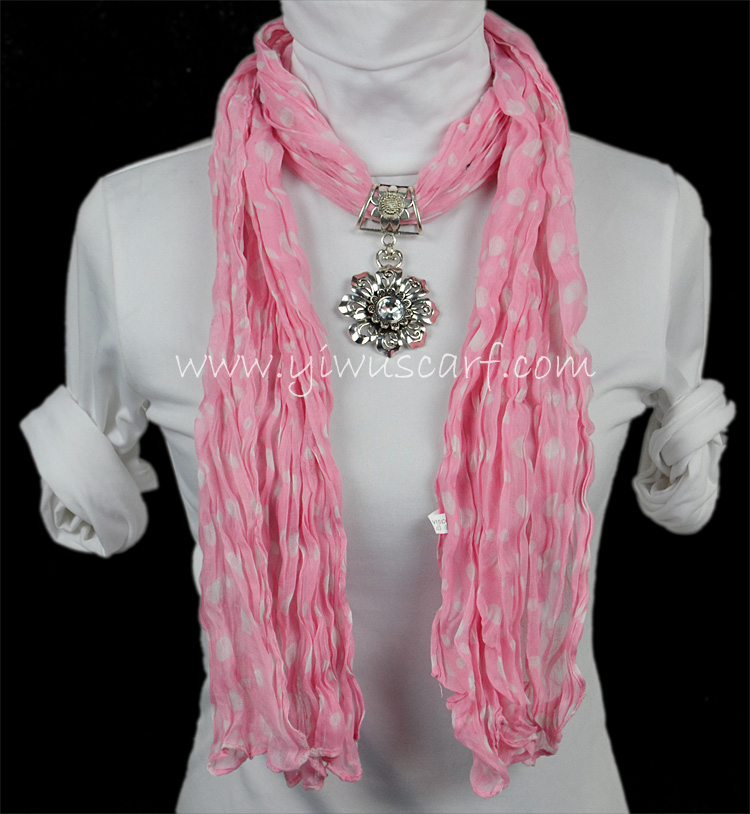 Scarf with pendant jewelry scarf