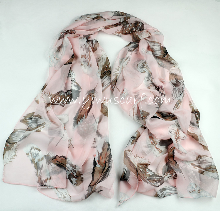 Feather silk scarf China scarf supply