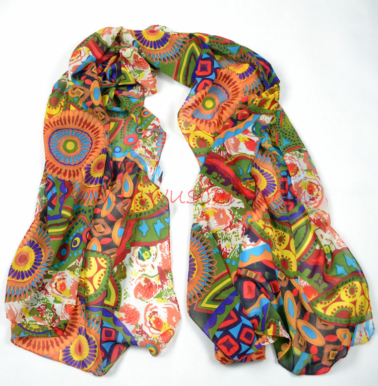 Cashew flower silk scarf wholesale