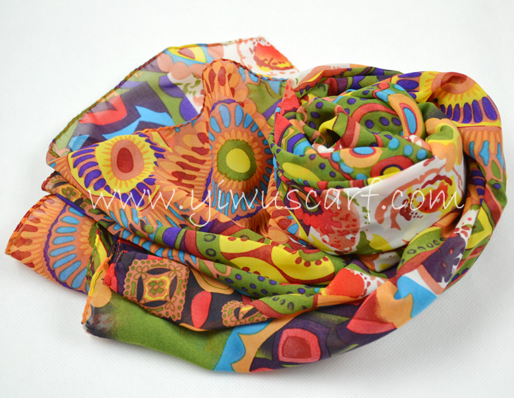 Cashew flower silk scarf wholesale