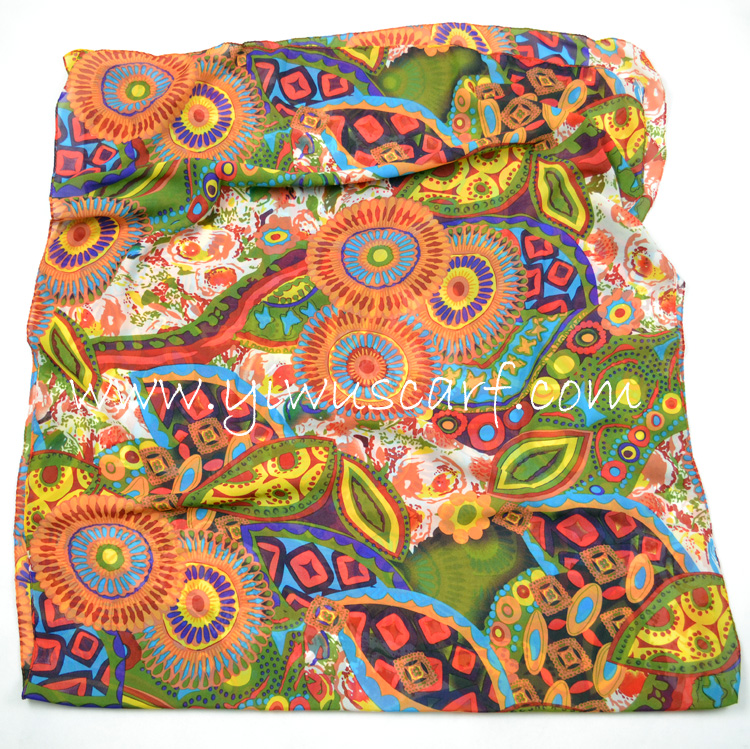 Cashew flower silk scarf wholesale