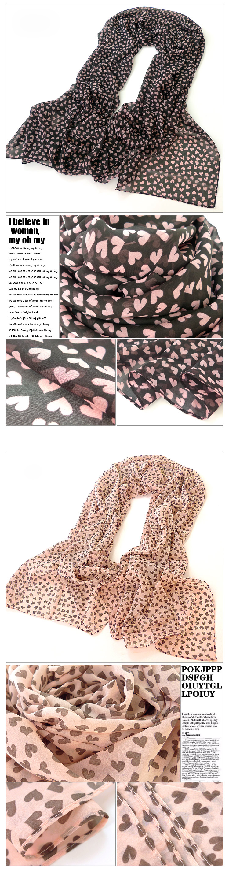Spring and autumn lace scarf,Korea heart Polka Dot silk scarf