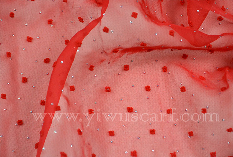 Hot fix rhinestone chiffon scarf