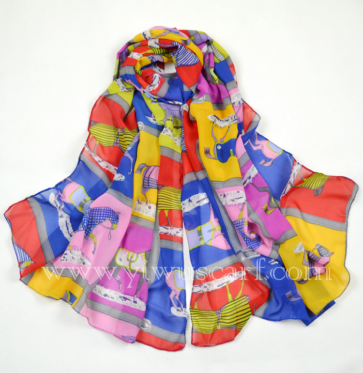 skull silk chiffon scarf