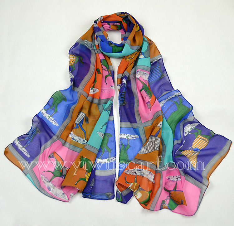 skull silk chiffon scarf