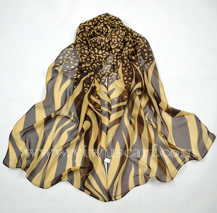 leopard print chiffon scarf