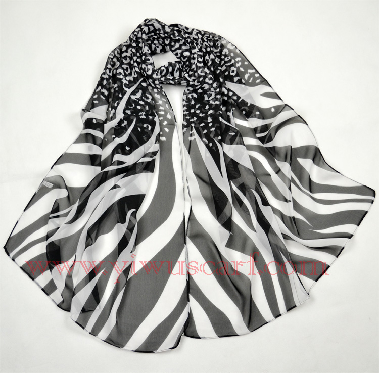 leopard print chiffon scarf