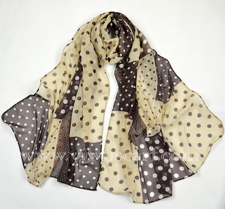 Polka dot chiffon scarf