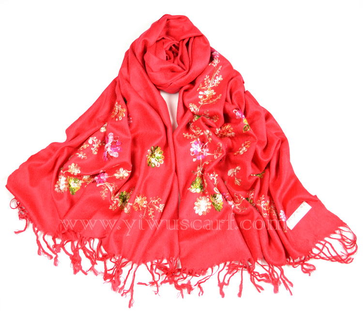 Embroidery cashmere scarf
