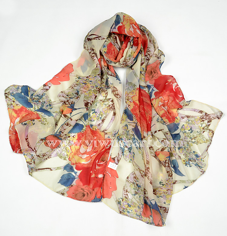 Silk scarf Tassel scarf