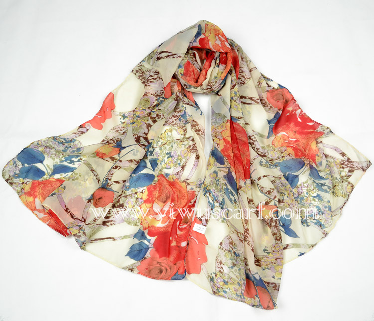 Silk scarf Tassel scarf